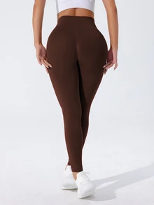 Slayform Slayform Seamless High-Elasticity Athletic Leggings Yoga Women Pants - Coffee Brown - View 6