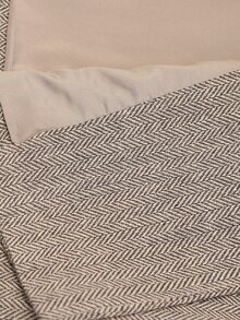 Brillora Jaket Pendek Leher Tinggi Motif Herringbone, Atasan Wol Lengan Lebar Longgar Bergaya Vintage - Coklat - View 10