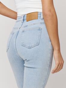 Musera Petite Mid Rise Skinny Fitted Denim Jeans Autumn Winter Fall Daily Eveyday Core Denim - Baby Blue - View 4