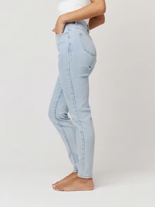 Musera Petite Mid Rise Skinny Fitted Denim Jeans Autumn Winter Fall Daily Eveyday Core Denim - Baby Blue - View 3
