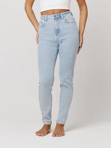 Musera Petite Mid Rise Skinny Fitted Denim Jeans Autumn Winter Fall Daily Eveyday Core Denim - Baby Blue - View 5