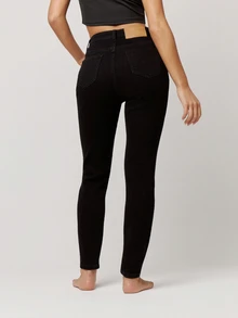 Musera Petite Mid Rise Skinny Fitted Denim Jeans Autumn Winter Fall Daily Eveyday Core Denim - Black - View 2