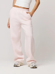 Musera Petite Pink Oversized Fleece Sweatpants Autumn Winter Back To School Daily Everyday - Pink - View 2