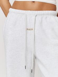 Musera Petite Grey Drawstring Straight Leg Sweatpants Fall Autumn Winter Back To School Daily Everyday - Grey - View 4