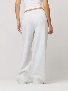 Musera Petite Grey Drawstring Straight Leg Sweatpants Fall Autumn Winter Back To School Daily Everyday - Grey - View 3