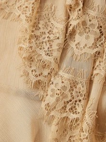 ROMWE Avant Sexy Palace Romantic Vacation Sheer Mesh Lace Cami Top For Women - Khaki - View 3