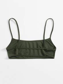 SHEIN ICON 素色露背吊帶上衣 - 軍綠色 - 查看 2