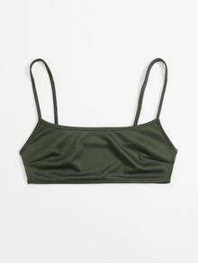 SHEIN ICON 素色露背吊帶上衣 - 軍綠色 - 查看 5