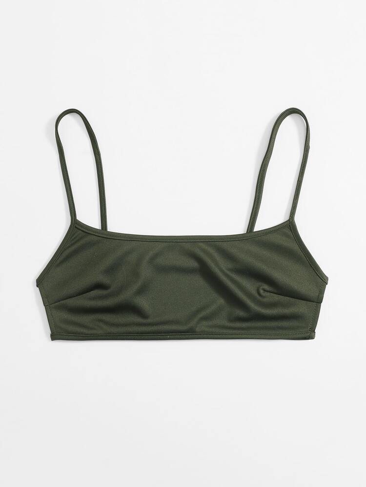 SHEIN ICON Solid Backless Cami Top - Army Green - View 5