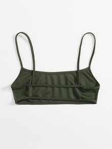 SHEIN ICON 素色露背吊帶上衣 - 軍綠色 - 查看 6