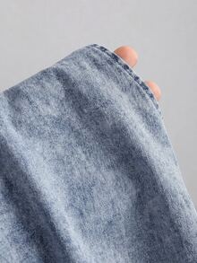 Sweetra Women's Side Slit Hem Fitted Denim Tube Top - Blue - View 5