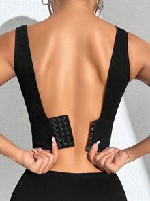 Slayform Slayform Women Seamless High Impact Sports Bra,Black Summer Athleisure Basic Gym Racerback Bra With Sewn-In Pads,High Support Fixed Cup Workout Yoga Running - Black - View 2