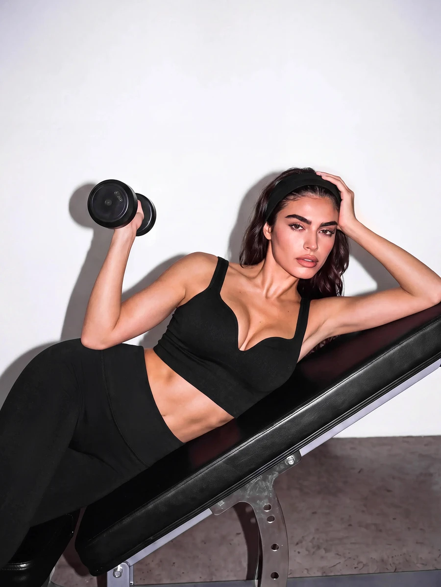Slayform Slayform Women Seamless High Impact Sports Bra,Black Summer Athleisure Basic Gym Racerback Bra With Sewn-In Pads,High Support Fixed Cup Workout Yoga Running - Black - View 1
