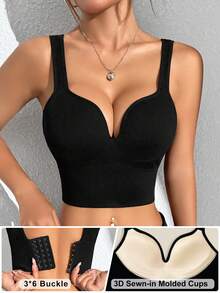 Slayform Slayform Women Seamless High Impact Sports Bra,Black Summer Athleisure Basic Gym Racerback Bra With Sewn-In Pads,High Support Fixed Cup Workout Yoga Running - Black - View 3