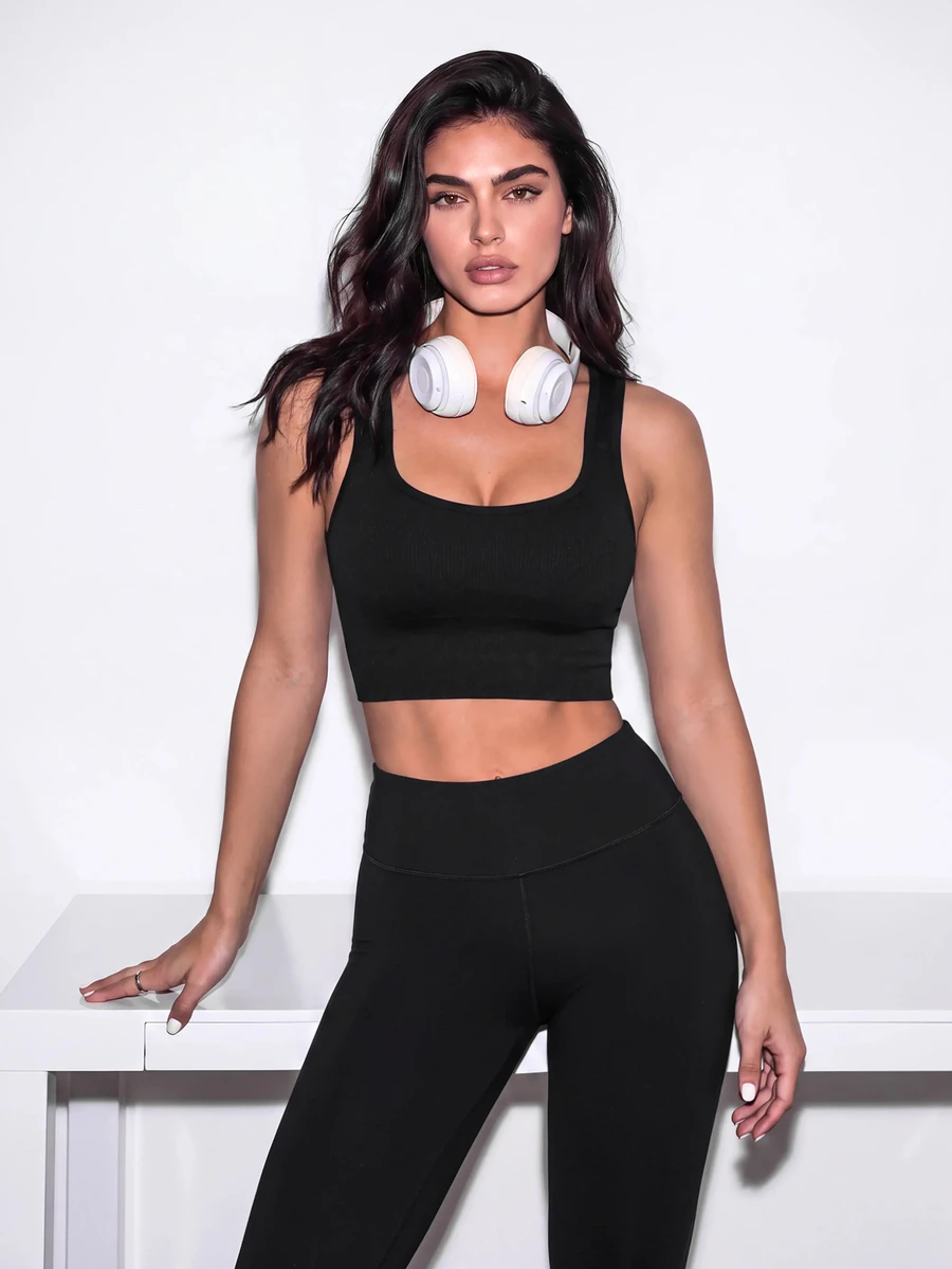 Slayform Slayform 1pc Women's Removable Padded Seamless Sports Bra For Fall , With Lift Support - Black - View 1