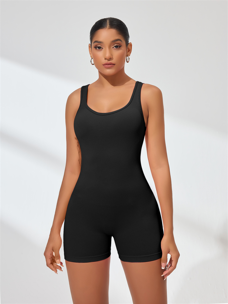 Slayform Slayform Women's Athletic Fitness Jumpsuit, Dance Slim Fit Yoga Outfit Gym Women Outfit - Black - View 3