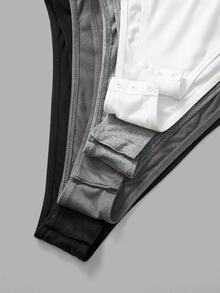 SHEIN BASICS 女款純色圓領短袖基礎簡約T恤連身衣 日常白天穿著 黑色 灰色 淺灰色 白色 夏季 室內居家 - 彩色 - 查看 6