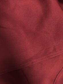 SHEIN 夏季大码休闲纯色连衣裙 - 酒紅色 - 查看 3