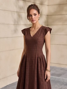 Selenza Summer Elegant Commute Long Dress - Brown - View 4