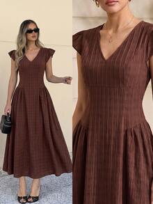 Selenza Summer Elegant Commute Long Dress - Brown - View 5