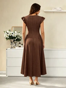 Selenza Summer Elegant Commute Long Dress - Brown - View 2
