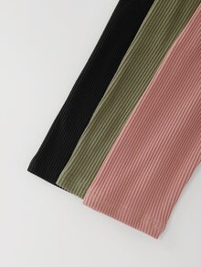 SHEIN Clasi Atasan Wanita Lengan Panjang Bergaris dengan Trim Kontras, Berbagai Warna, Potongan Slim Fit, Paket Multipack untuk Musim Gugur, Cocok untuk Kantor, Perjalanan Sehari-hari, dan Pakaian Dalam. - MultiWarna - View 6