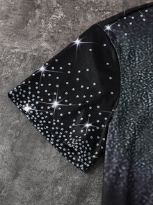 2件組青少年男孩休閒極簡風T恤套裝，經典水洗效果酷星與珍珠圖案印花，適合街頭風、Y2K - 黑色 - 查看 6