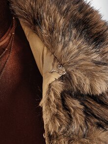 Amplova Fashionable Vintage Sexy Cropped Faux Fur Jacket Club Night Out Shades Of Brown Winter - Brown - View 8