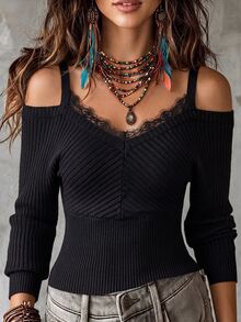 SHEIN Women Sweaters - Hitam - View 2