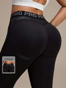 Slayform Women's Plus Size Cross Waist Jacquard Sports Leggings Gym Pilates Black Summer - Black - View 2