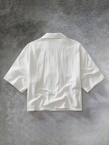 GETOML Men's Elegant Business Vintage Shirt For Daily Commute, Vacation, Father's Day Gifts - White - View 3