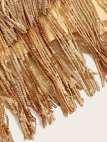 SHEIN ICON Gold Sequin Fringe Hem Concert Outfits Skirt - Gold - View 4