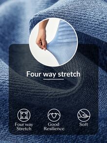 SHEIN Tall Celana Jeans Denim Wanita Kasual Serbaguna Model Slim Fit Pinggang Tinggi untuk Pemakaian Sehari-hari - Light Wash - View 9