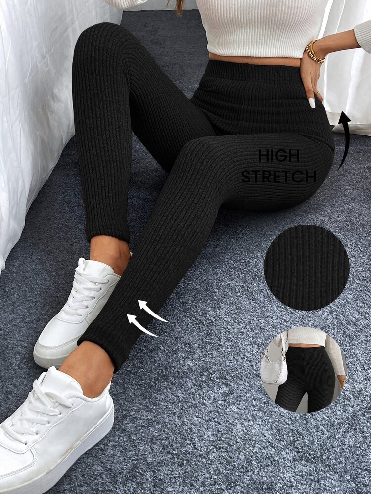 Comfylo Plus Solid High Waist Leggings - Black - View 6