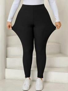 Comfylo Plus Solid High Waist Leggings - Black - View 8