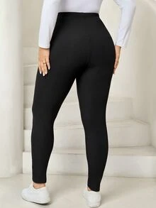 Comfylo Plus Solid High Waist Leggings - Black - View 2