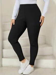 Comfylo Plus Solid High Waist Leggings - Black - View 4