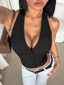 SHEIN PETITE 時尚輕量黑色西裝外套，適合嬌小女性，可通勤或休閒穿著 - 黑色 - 查看 6