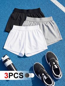 SHEIN Cheerettes 女款素色百褶休閒百搭日常旅行運動短褲 - 彩色 - 查看 1