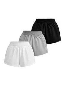 SHEIN Cheerettes 女款素色百褶休閒百搭日常旅行運動短褲 - 彩色 - 查看 3