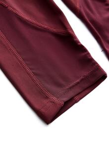 SHEIN Cheerettes 女款高腰無縫運動緊身褲 - 酒紅色 - 查看 7