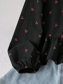Tween Girl Apricot Long Kids Sleeve Blouse , Loose Casual Fashion Versatile Daily, Back To School Season Fall/Winter - Black - View 3