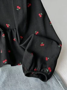Tween Girl Apricot Long Kids Sleeve Blouse , Loose Casual Fashion Versatile Daily, Back To School Season Fall/Winter - Black - View 5