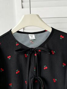 Tween Girl Apricot Long Kids Sleeve Blouse , Loose Casual Fashion Versatile Daily, Back To School Season Fall/Winter - Black - View 6