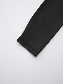 SHEIN Cheerettes 女款素色休閒百搭日常旅行運動緊身褲 - 黑色 - 查看 7