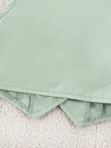 SHEIN 2件組綠色西裝背心配前扣蝴蝶結裝飾寬腿褲套裝，適合休閒、活動、正式場合，母女搭配，7歲生日夏季款 - 綠色 - 查看 7