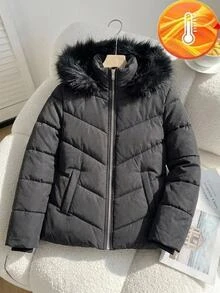 Teen Girl Teen Girls Winter Coats Black Regular Basic Style Versatile Stand-Up - Black - View 1