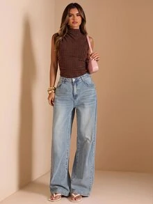 SHEIN BAE 夏季女款夜店外訪派對棕色系精緻水鑽亮面無袖抓皺收腰優雅性感連身衣，萬聖節 - 棕色 - 查看 4