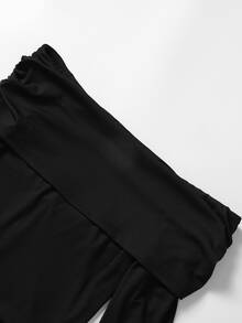 Rometta Elegant Party Holiday Off-Shoulder Cinched Waist Pearl Bell Sleeve Plus Size Women's Dress Fall - Black - View 3