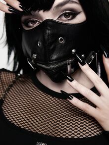 ROMWE Grunge Punk 1 件万圣节派对朋克复古拉链皮革面罩男女通用时尚配饰装饰面罩，适合送礼 - 黑色 - 查看 8